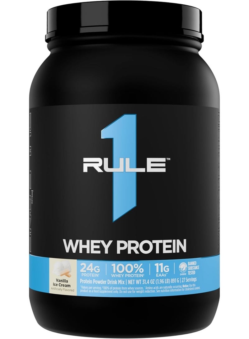 Rule1 Rule 1 R1 Whey Protein Isolate Powder, Vanilla, 1.9 lb, 24g Protein per Serving, Low Fat, Gluten-Free - Image 1
